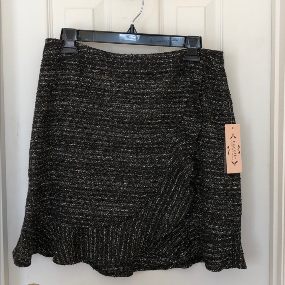 Nanette Lepore metallic tweed ruffle skirt